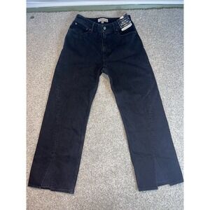 Abercrombie & Fitch Curve Love high rise black jeans with front slits 29 Short